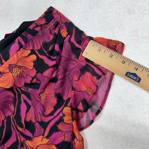 Vince Camuto Flutter Sleeve Lined Blouse Top L Floral Feminine Office Career - Picture 7 of 9